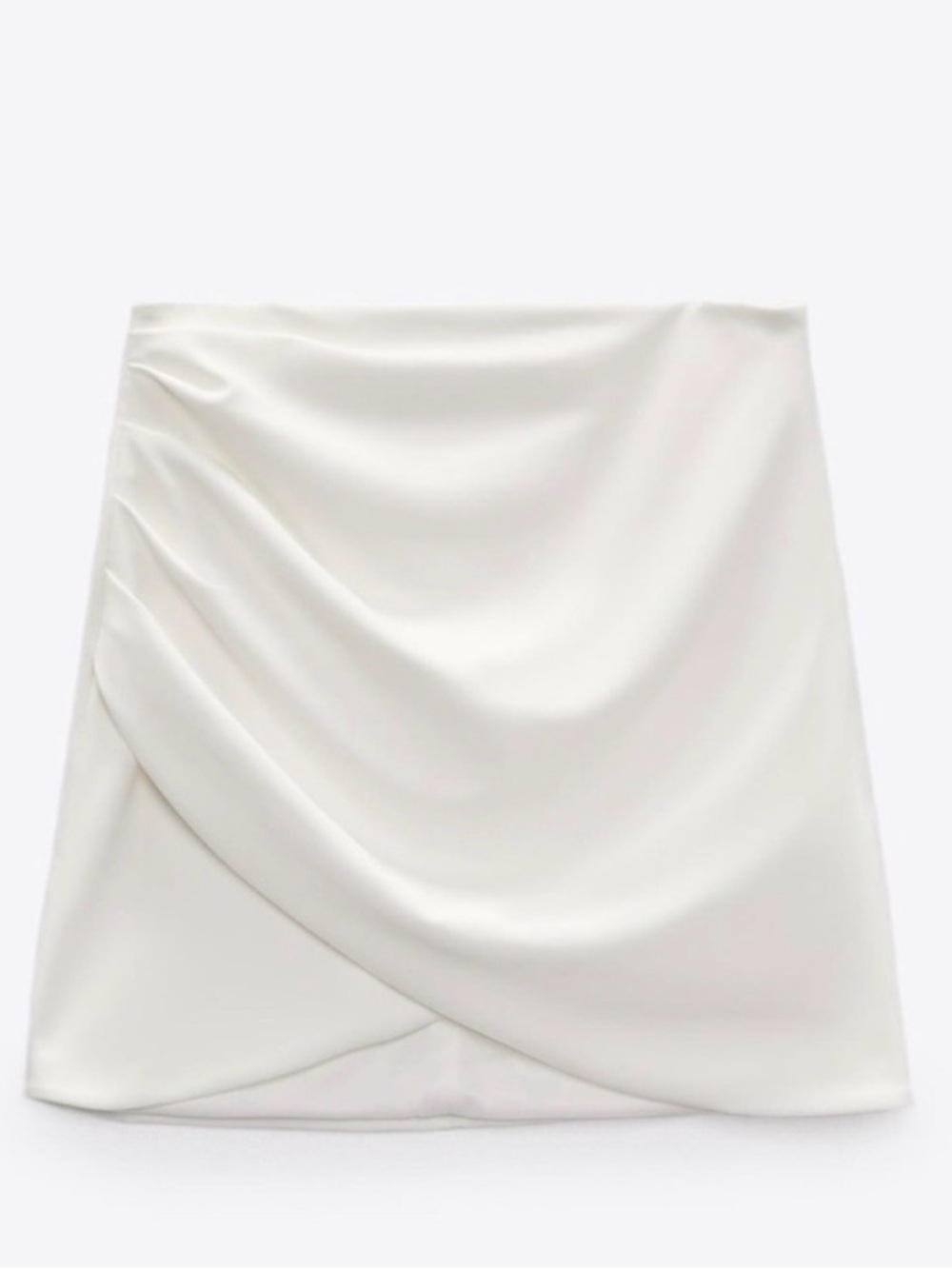 Zara White Mini Draped Ruched Skirt XS
